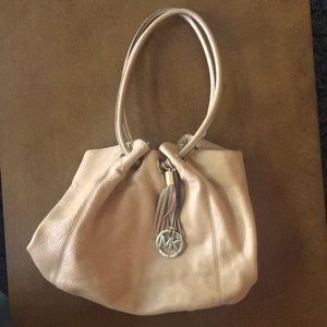 Michael Kors tan leather bucket bag